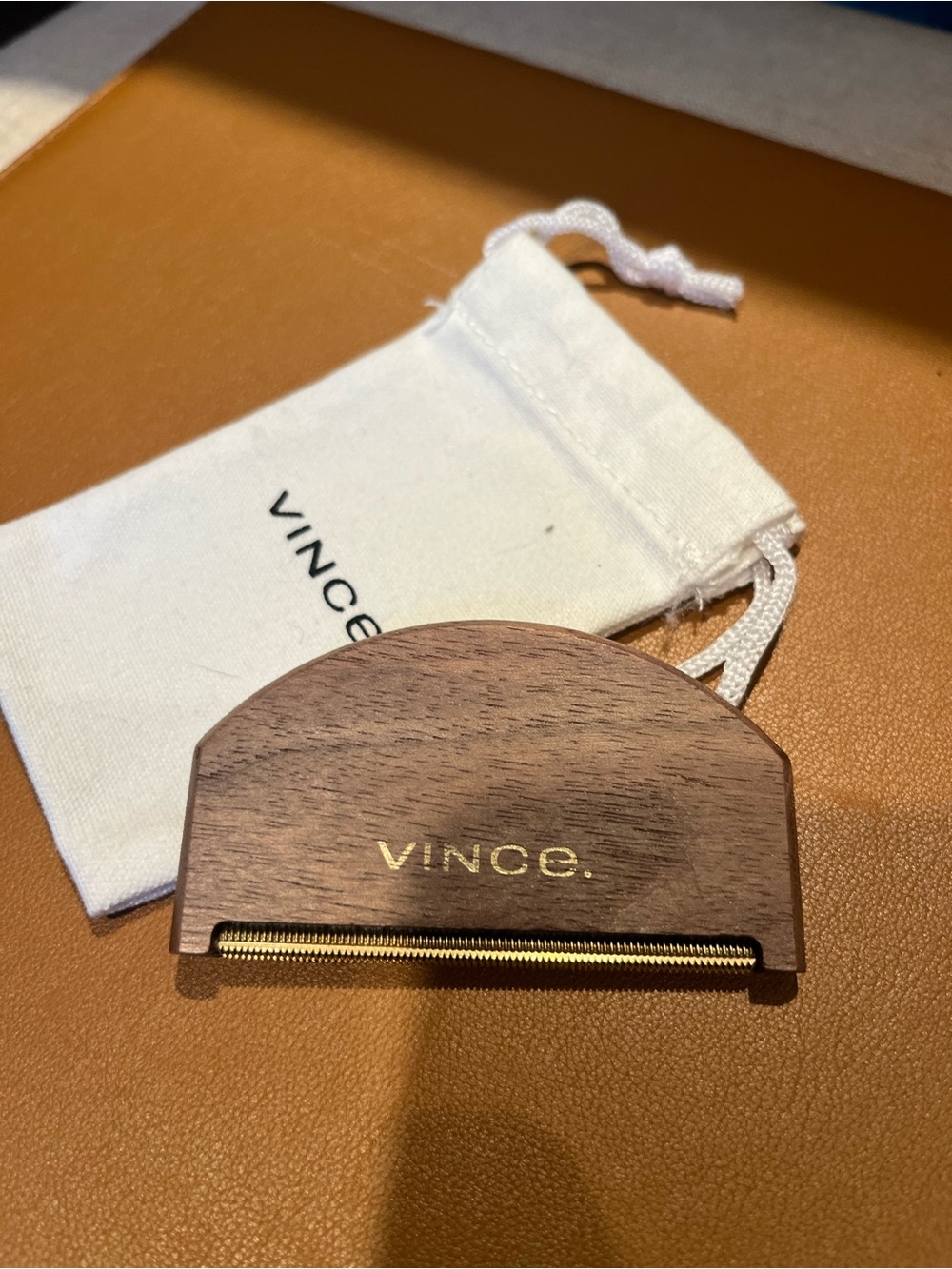 Vince Walnut and Gold Cashmere Depilling Comb